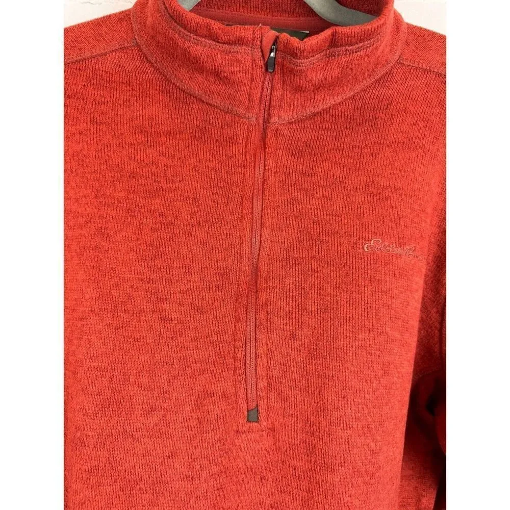 EDDIE BAUER brown terracotta 1/2 zip knit men's sweater pullover XL NWOT